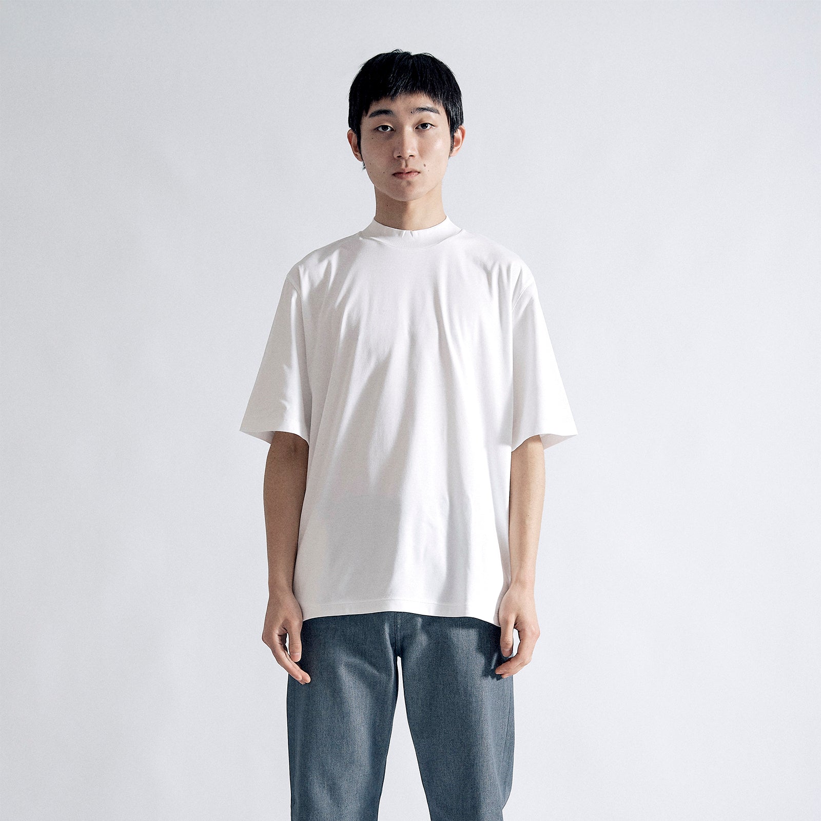 Albini T Smooth Mock Neck Relax #WHITE