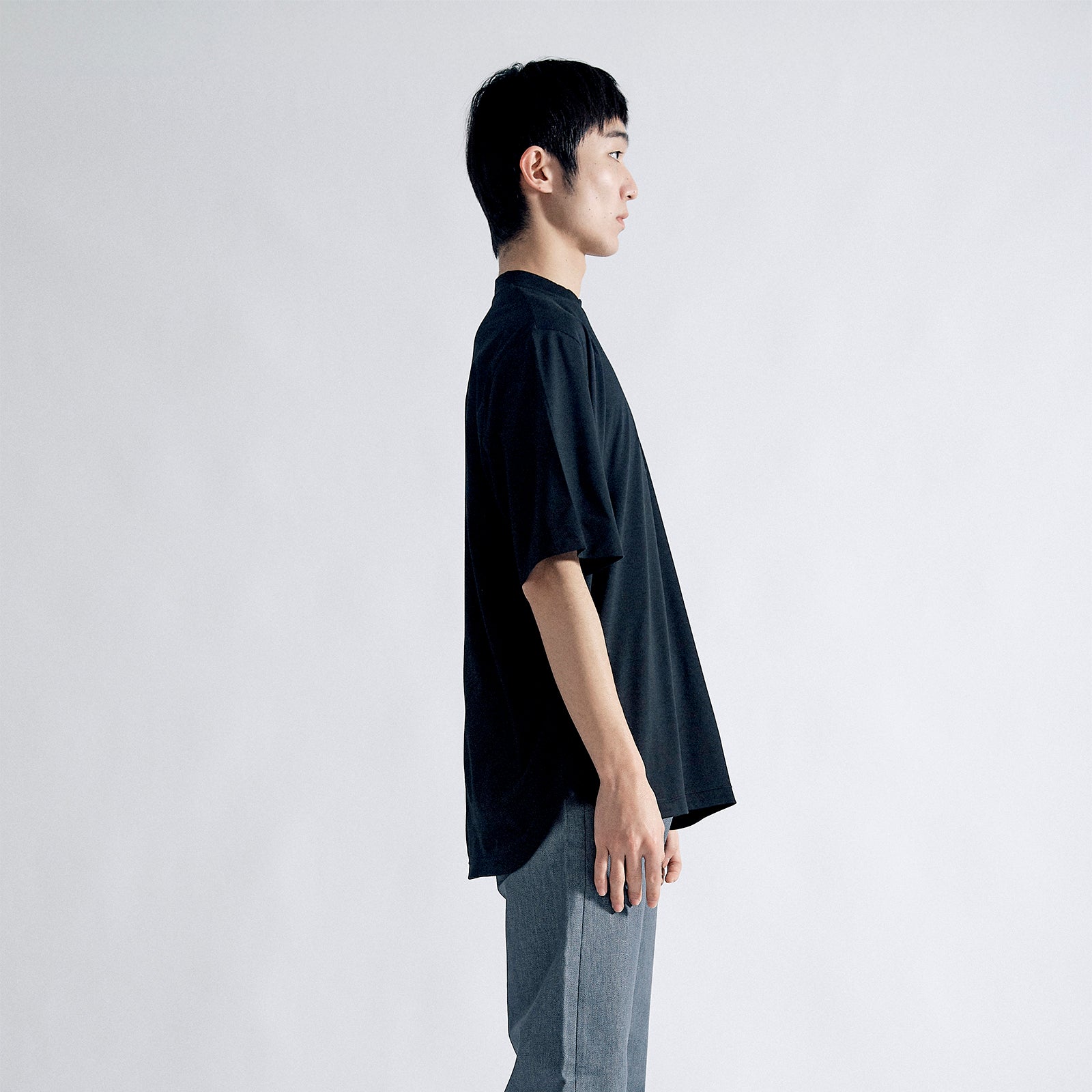 Albini T Smooth Mock Neck Relax #BLACK