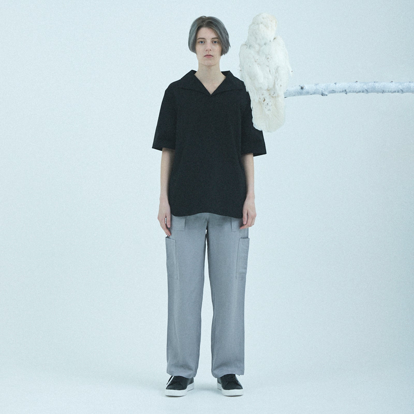 オブロングカラードレスT リラックス #BLACK