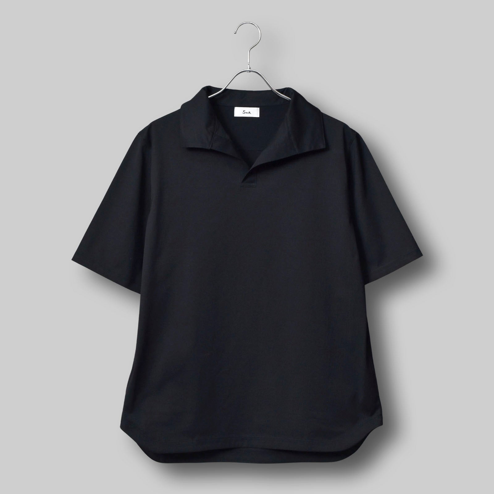 オブロングカラードレスT リラックス / Oblong Collar Dress T Relax #BLACK