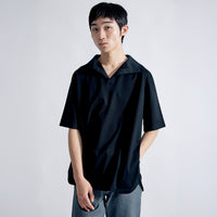 Oblong Collar Dress T Relax #BLACK