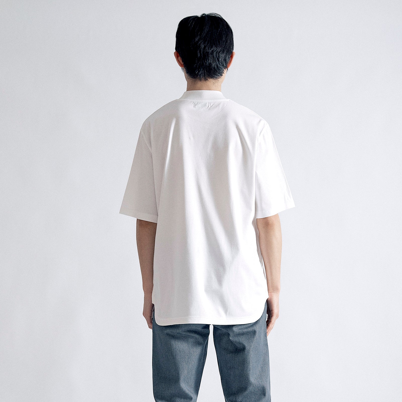 Albini T Smooth Mock Neck Relax #WHITE