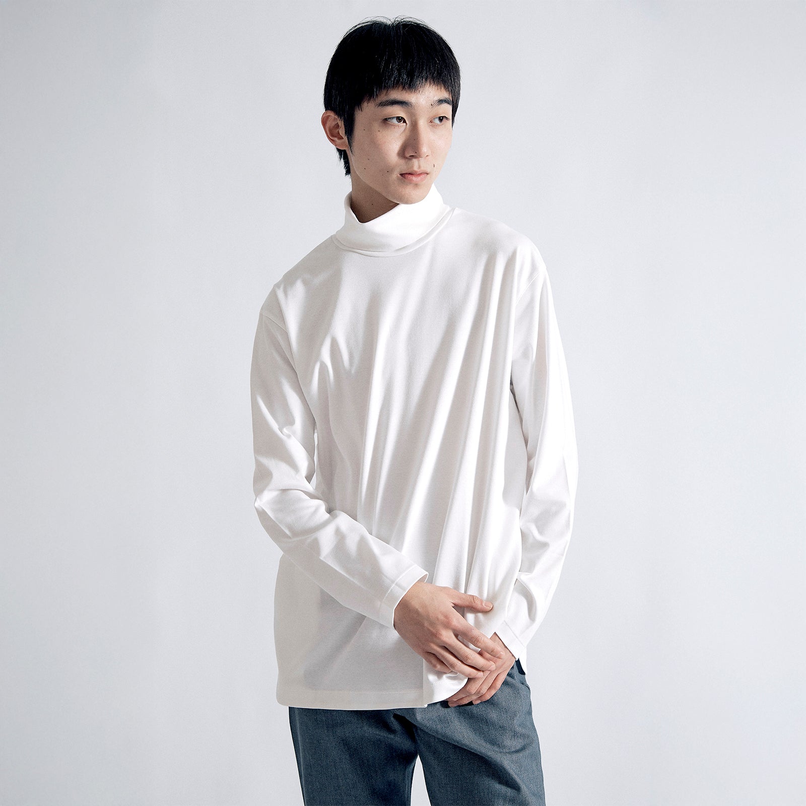 アーバンドレスT ロングスリーブ タートルネック リラックス #WHITE