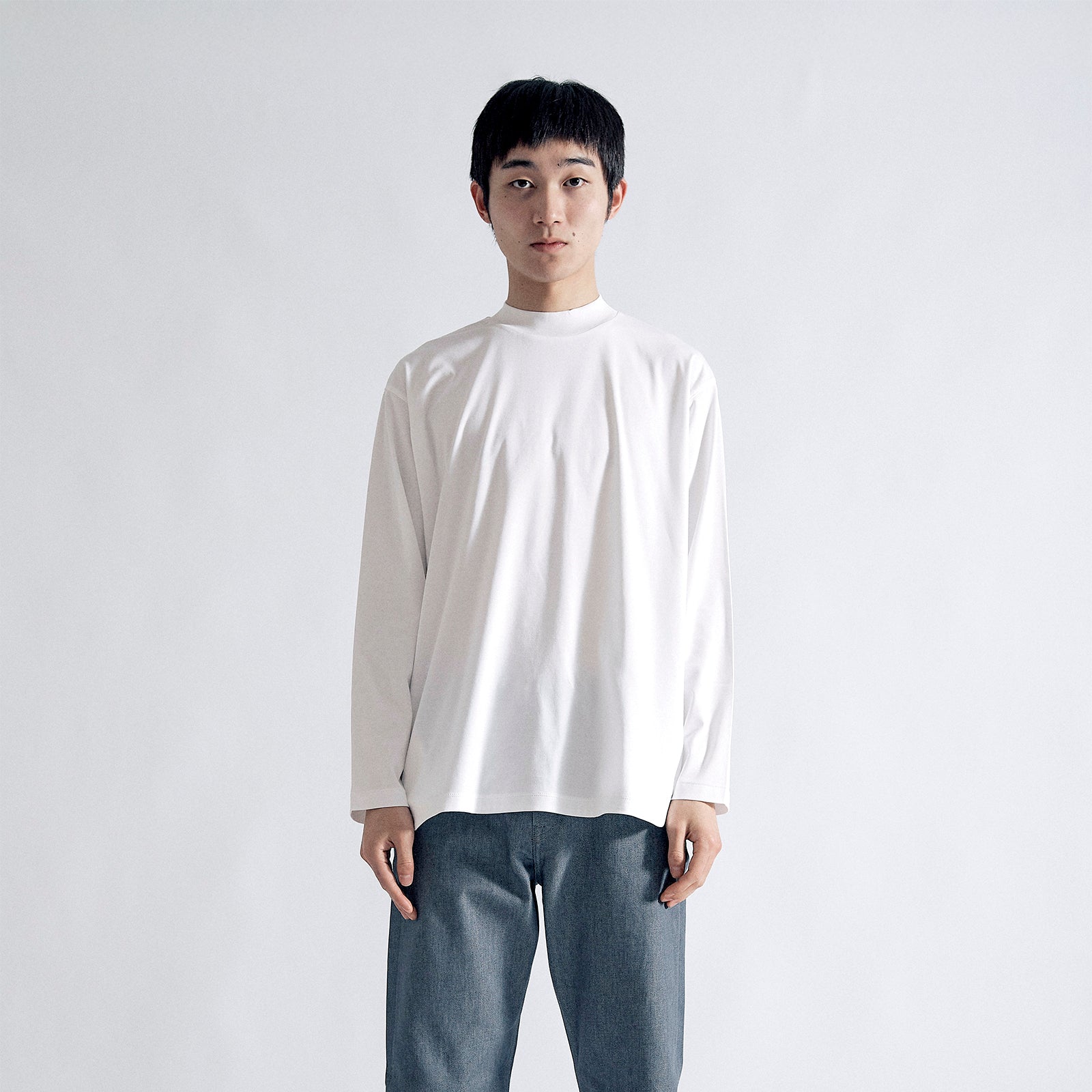 Albini T Smooth L/S Mock Neck Relax #WHITE