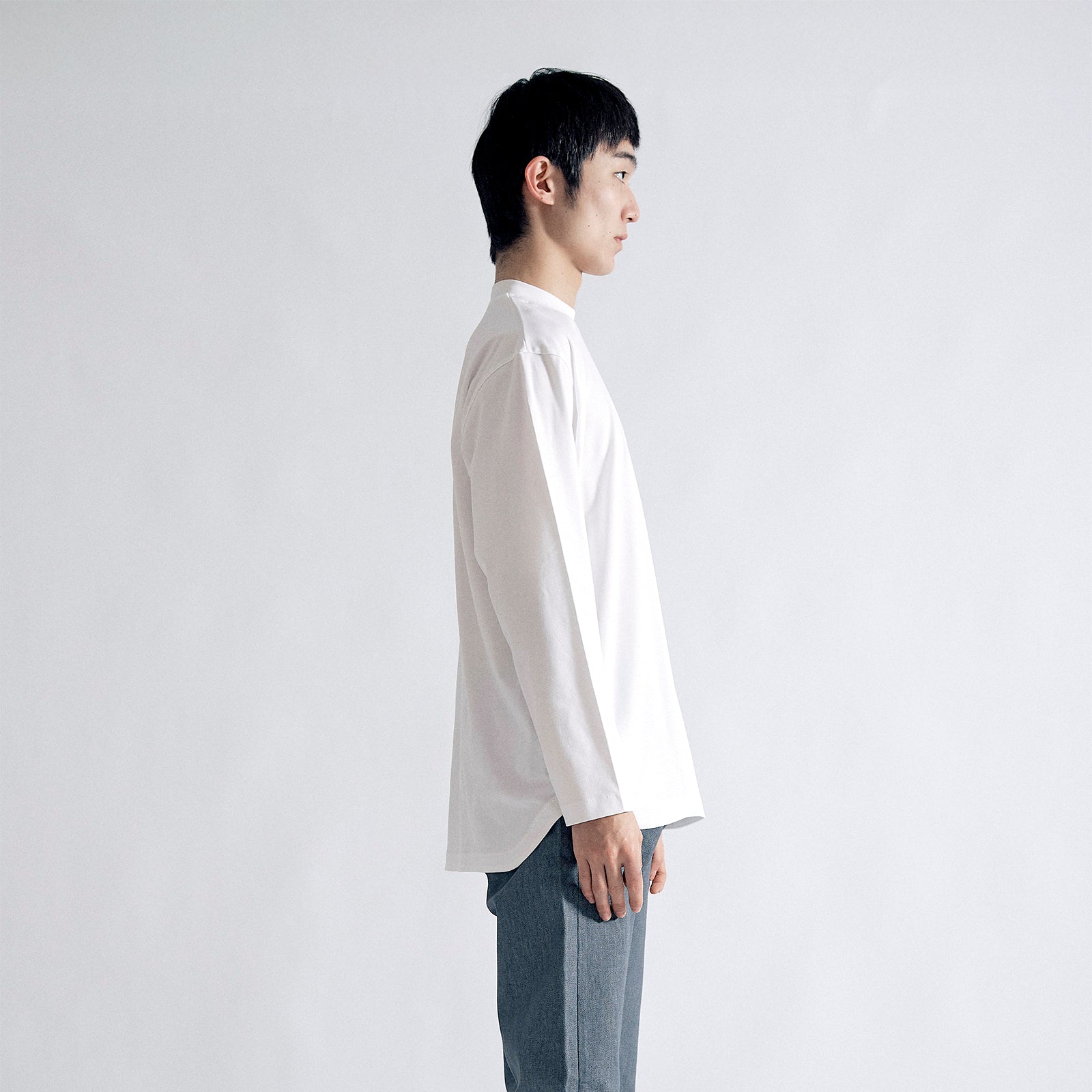 Albini T Smooth L/S Mock Neck Relax #WHITE