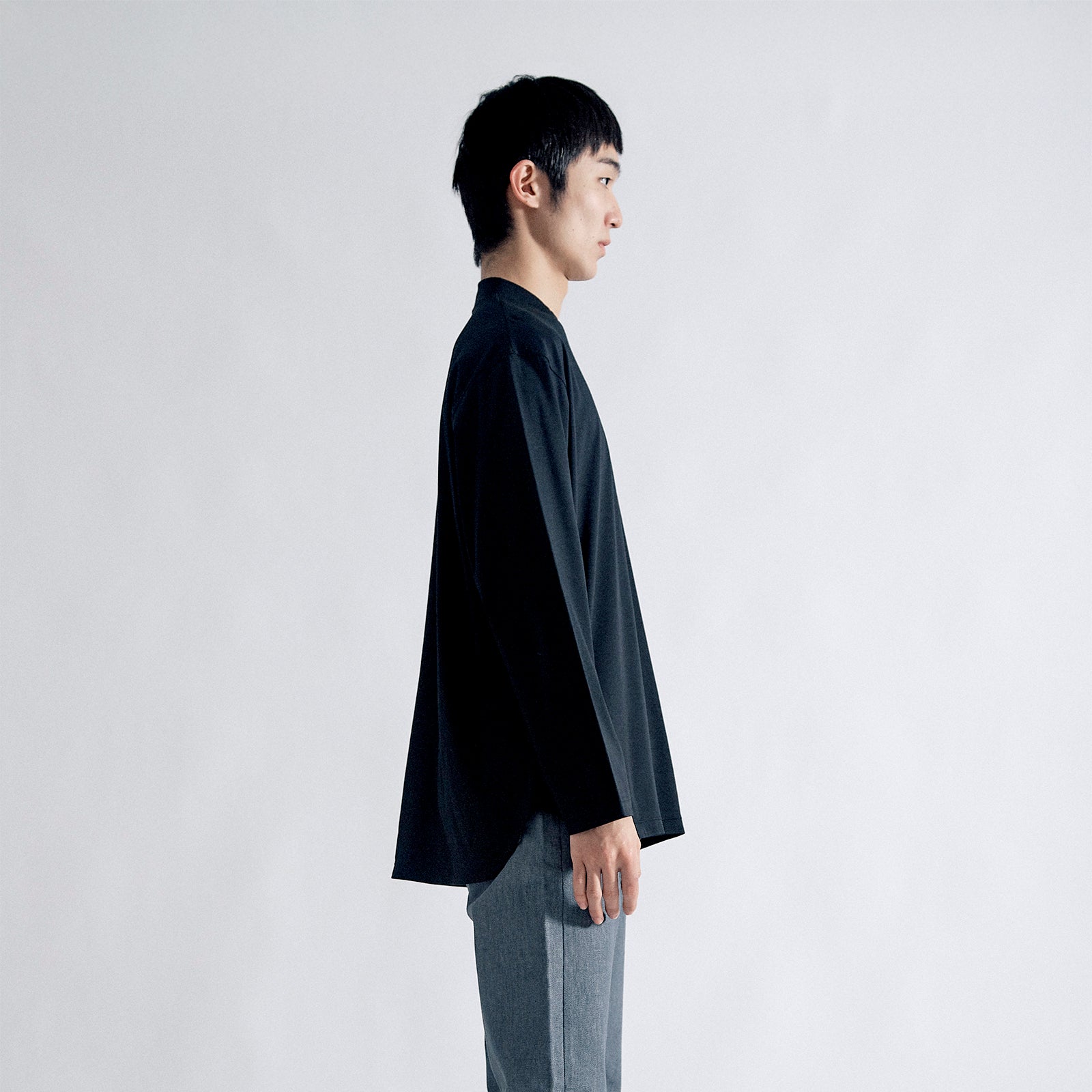 Albini T Smooth L/S Mock Neck Relax #BLACK
