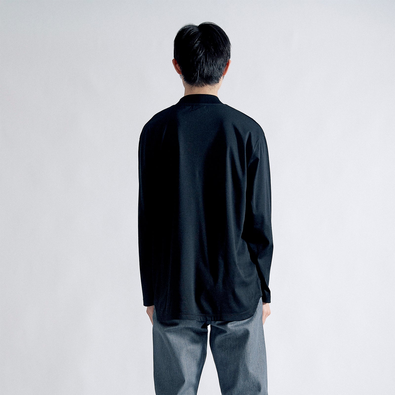 Albini T Smooth L/S Mock Neck Relax #BLACK
