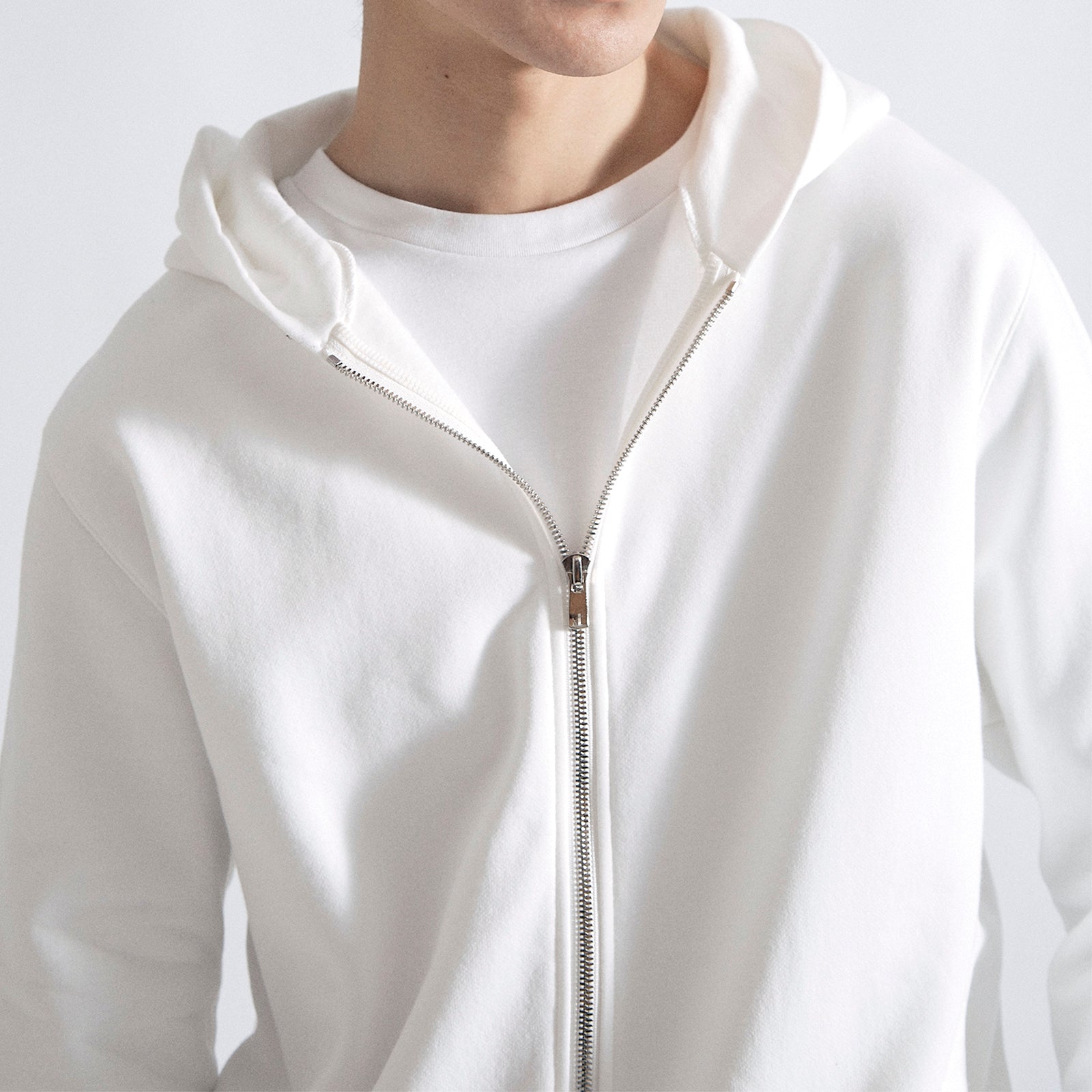 Airy Dress Zip Hoodie #WHITE